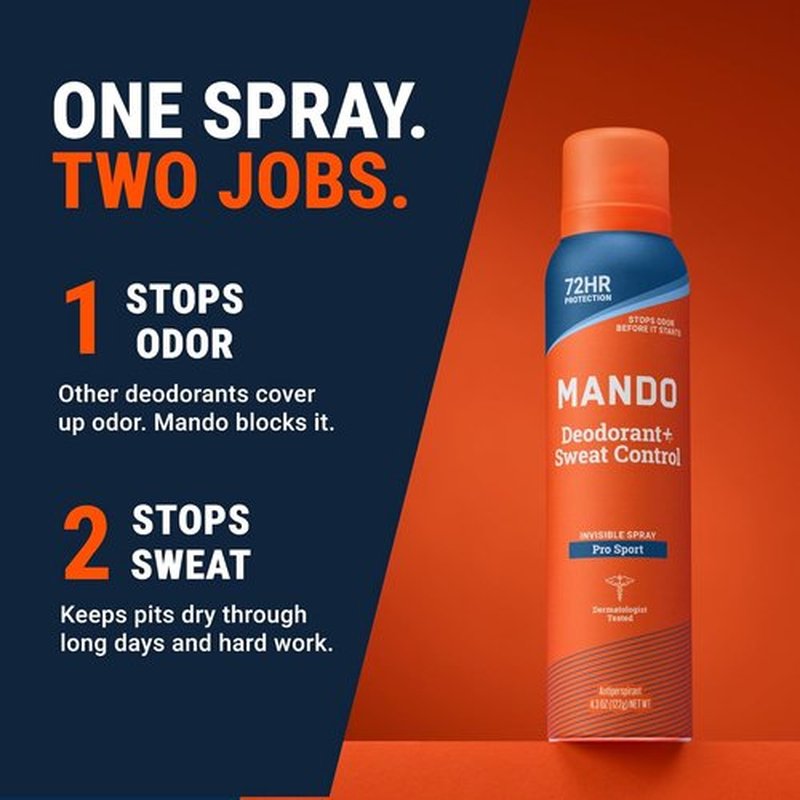 Mando 72 Hour Antiperspirant Deodorant Spray for Men | Invisible Sweat Protection - 2 Pack