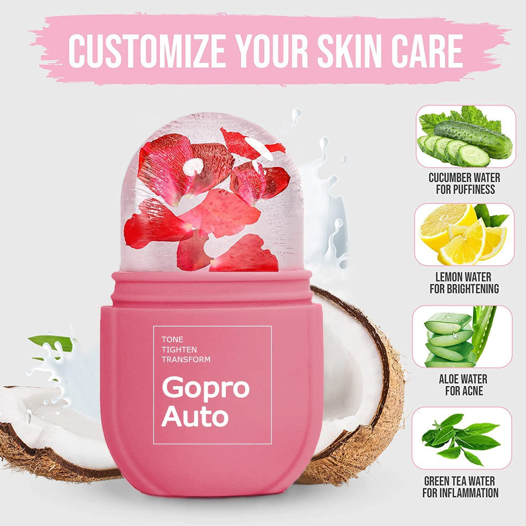 Cube Ice Roller for Face, Ice Facial Roller for Eyes Neck Naturally Tone and Tighten Skin, De-puff Eye Bags, Add a Healthy Glow Cryotherapy Enhance Skin Elasticity (Light Pink）