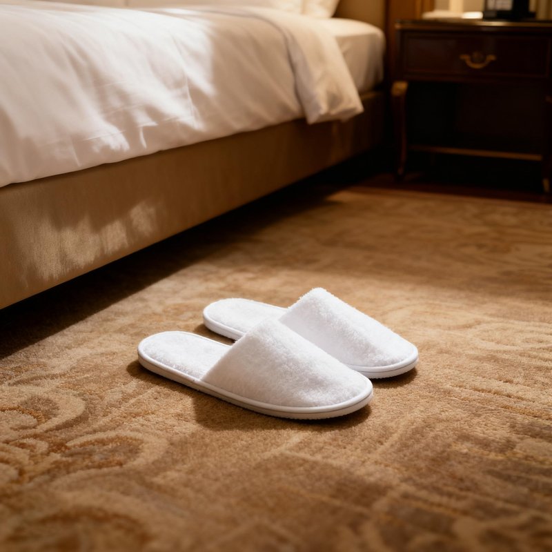 UINOFER 10 Pairs Spa Slippers, Disposable Hotel Cotton Velvet Closed Toe Slippers for Home, Bedroom, Bathroom, Indoor, Hotel or Commercial Use (White, One Size)