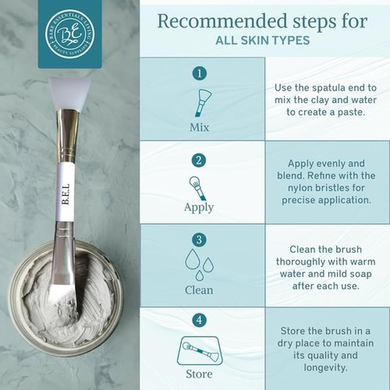 Bare Essentials Living - Clay Face Mask Brush | Dual Soft Silicone Applicator Tool in White (1 Pack) for Skincare and Moisturizers