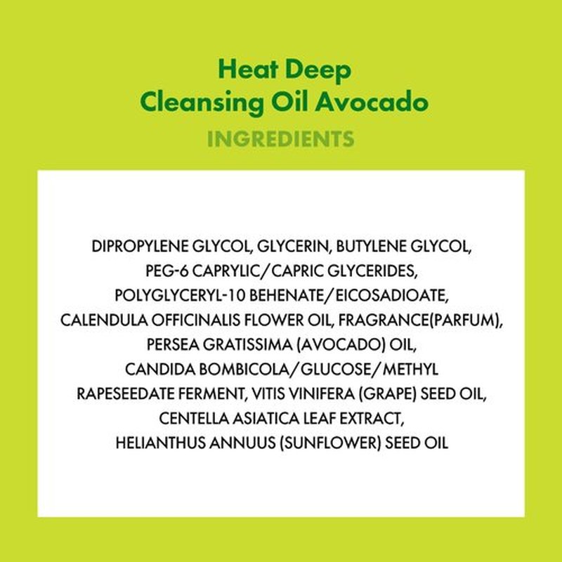 KAHI Heat Deep Cleansing Oil Avocado - Self-Warming Face Oil Cleanser for Blackheads and Waterproof Makeup - Moisturizing Korean Skincare 6.76 fl oz