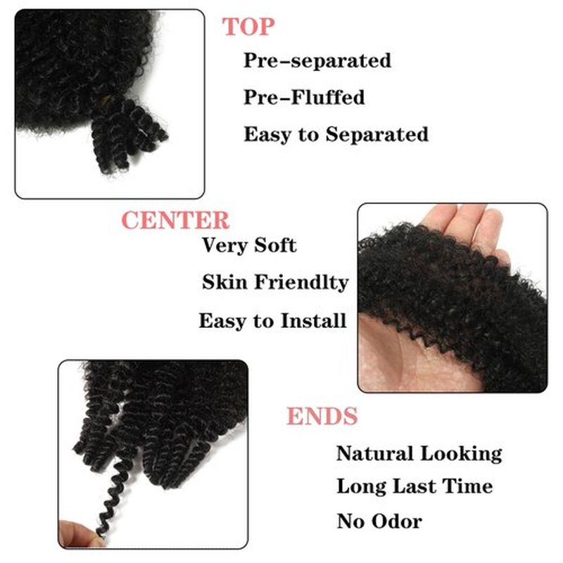 Springy Afro Twist Hair 8 Packs 8 Inch Marley Twist Braiding Hair Pre-Separated Wrapping Hair for Soft Locs Hair Extensions Spring Twist Hair