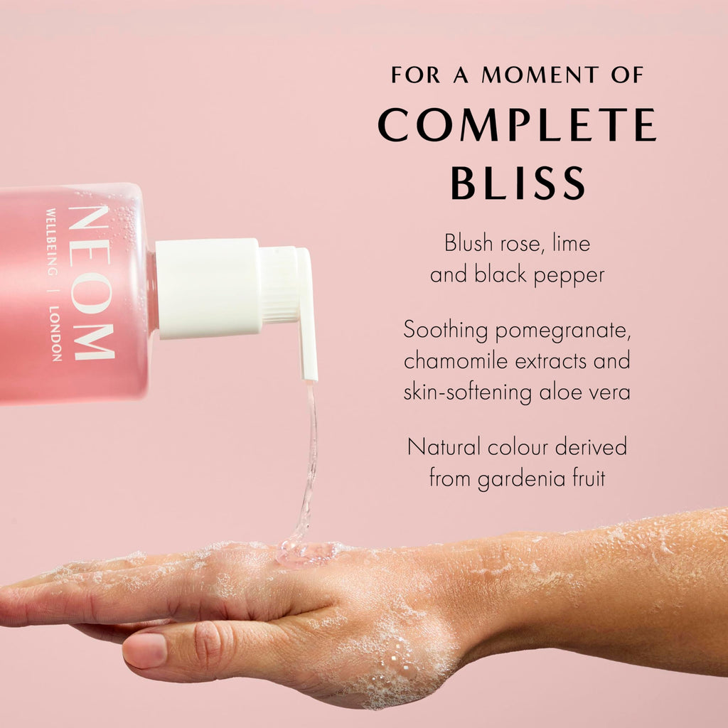 Neom Complete Bliss Hand Wash Refill, 600ml I Infused with soothing pomegranate, chamomile extracts and skin-softening aloe vera I 100% natural fragrances and 100% recyclable pouch