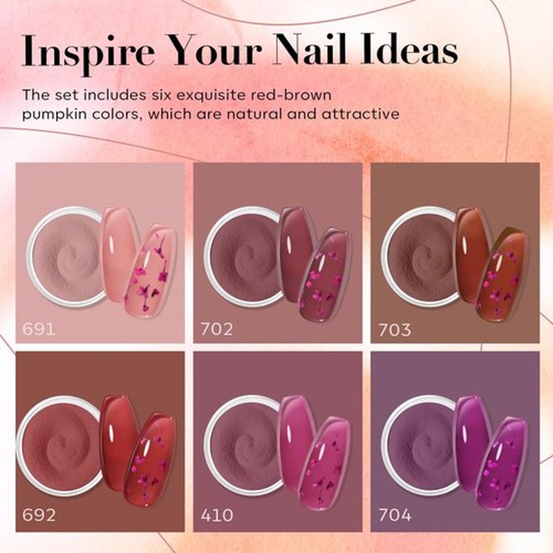 AZUREBEAUTY Valentine's Dip Powder Set, 6 Pcs Blush Pink Jelly Dipping Powder, French Nail Art Starter Manicure Kit for Salon Quality & DIY at Home