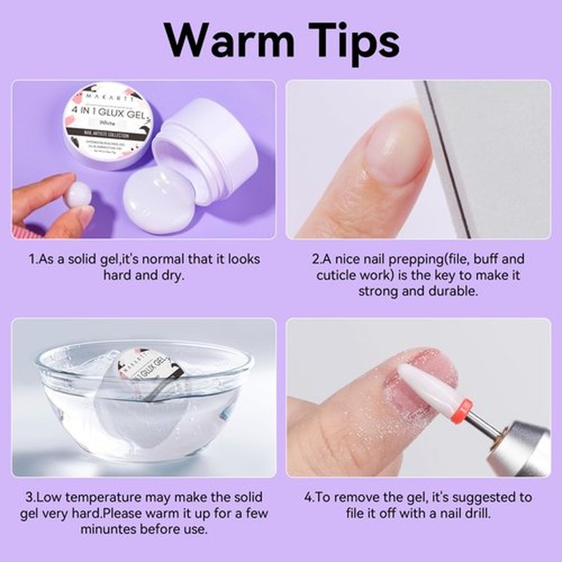 Makartt 3d Gel Nail Art: 4-in-1 3d Nail Gel Sculpting Gels White Non-sticky for Extension, 15ML Solid Builder Nail Gel UV Glue for Acrylic Tips, Rhinestones & Sculpture Gels for Nails Art Salon Home