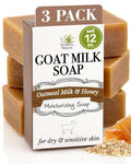 Southern Natural Goat Milk Soap Bar - Oatmeal Milk & Honey | 3-Pack for Dry, Sensitive Skin