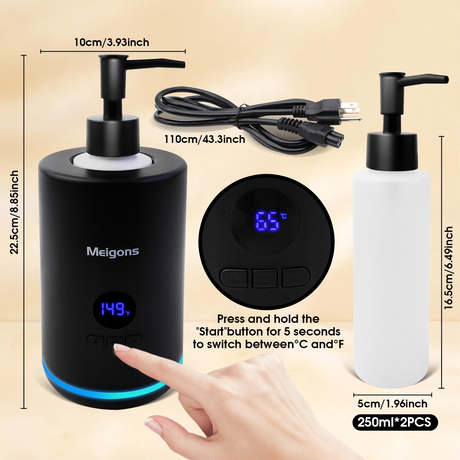 Oil Warmer for Massage, Body Lotion Heater with Two Oil Bottle Dispenser
