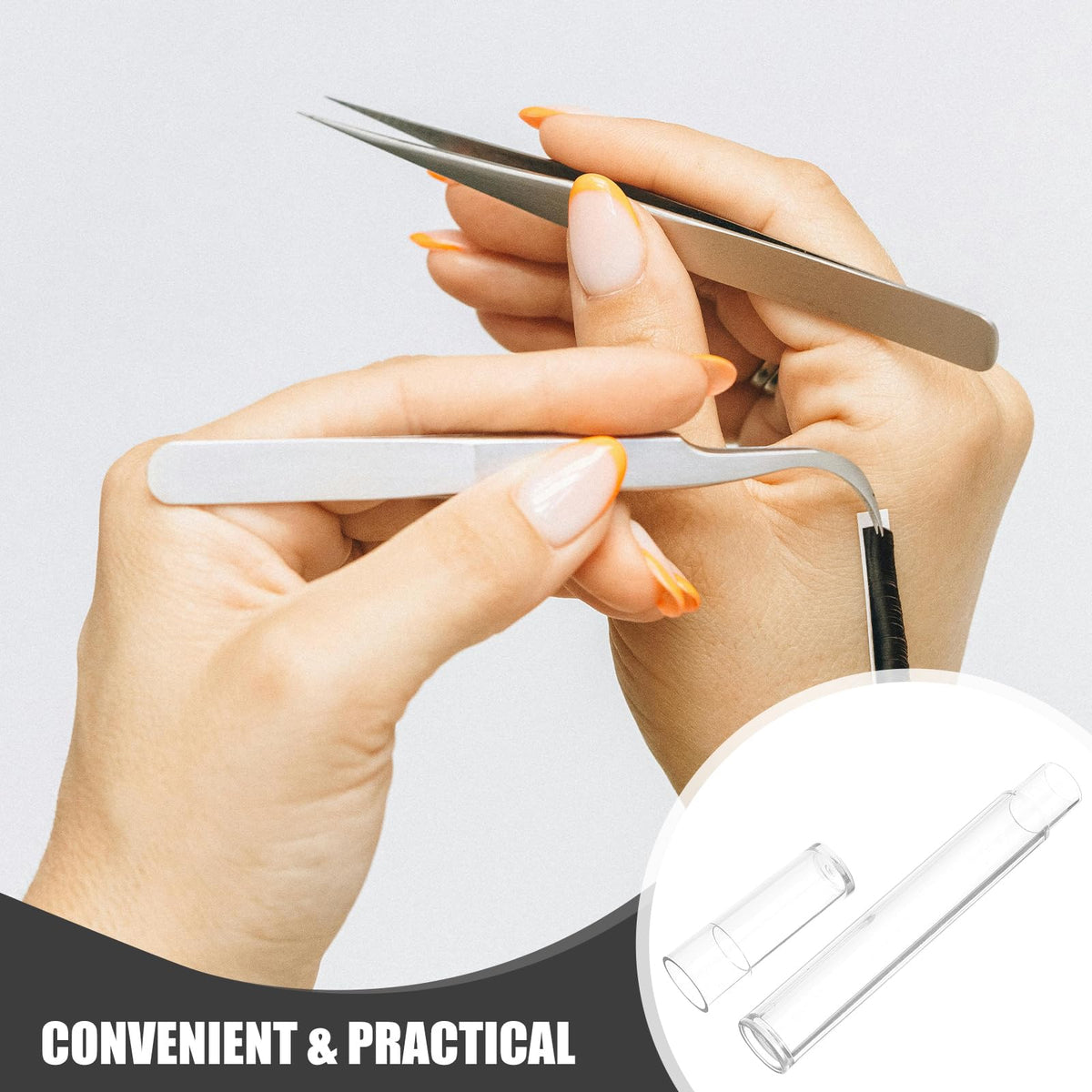 FRCOLOR Storage Case for Tweezers Cylinder Tweezer Case with Lid Plastic Eyelash Tweezer Holder for Lash Extensions Manicure Tweezers Craft Tools 5.90 X 0.62 X 0.62 in