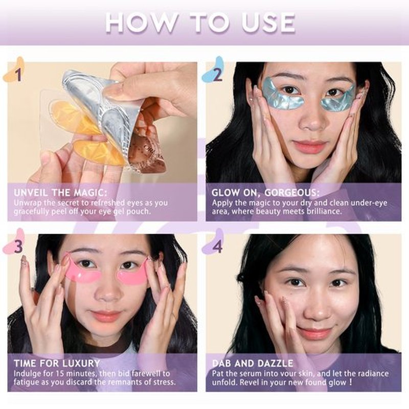ORLASKIN Eye Patches Under Eye Mask Skincare Hyaluronic Acid Under Eye Patches for Teen Girls Puffy Eyes and Dark Circles 24k Gold,Hyaluronic Acid,Rose,Eye Mask Pads Bag Treatment Skin Care(30Pairs)