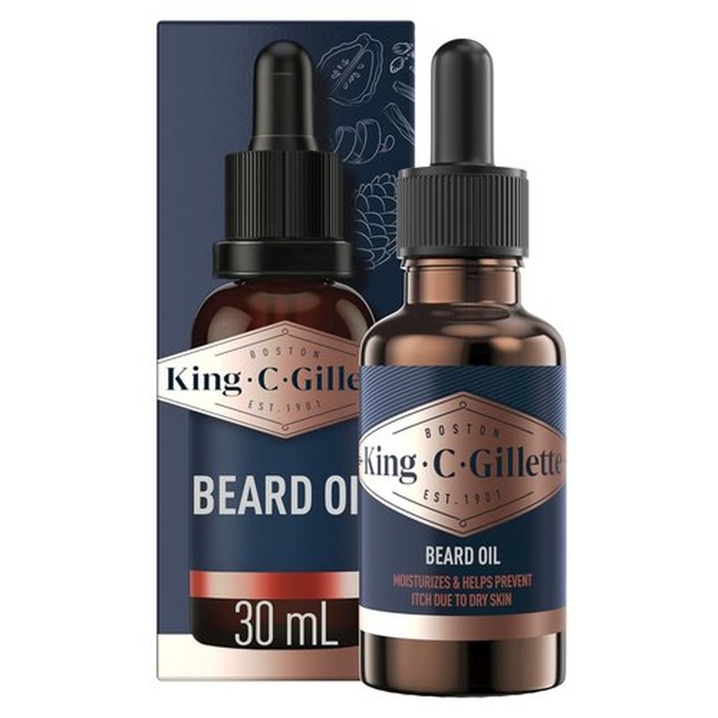 King C. Gillette Beard Oil for Men - Moisturizing Blend of Argan, Jojoba & Almond Oils - 1.7 Fl Oz