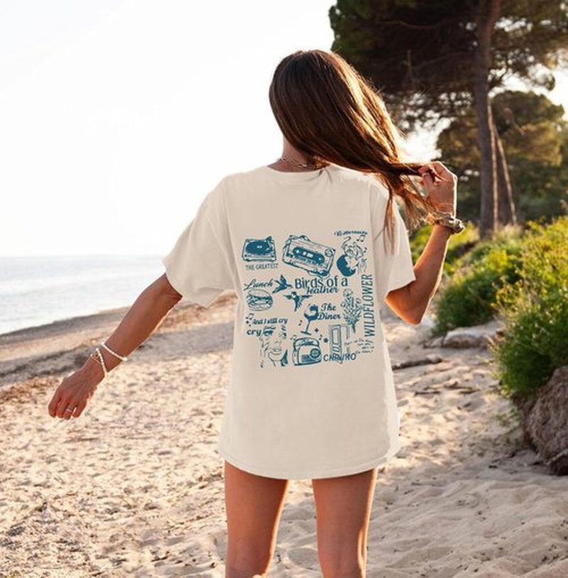 Skiennix Oversized Concert Album Shirt - Stylish Rock Band Tee for Women | Perfect Hip Hop Gift for Music Lovers