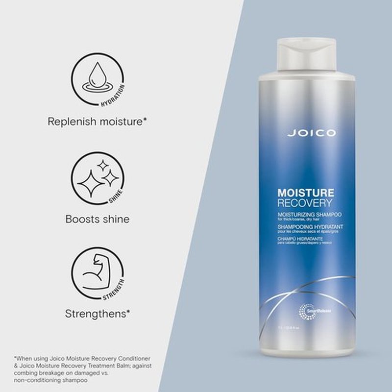 Joico Moisture Recovery Shampoo - Moisturizing Formula for Thick, Coarse Hair | Replenish & Restore Smoothness