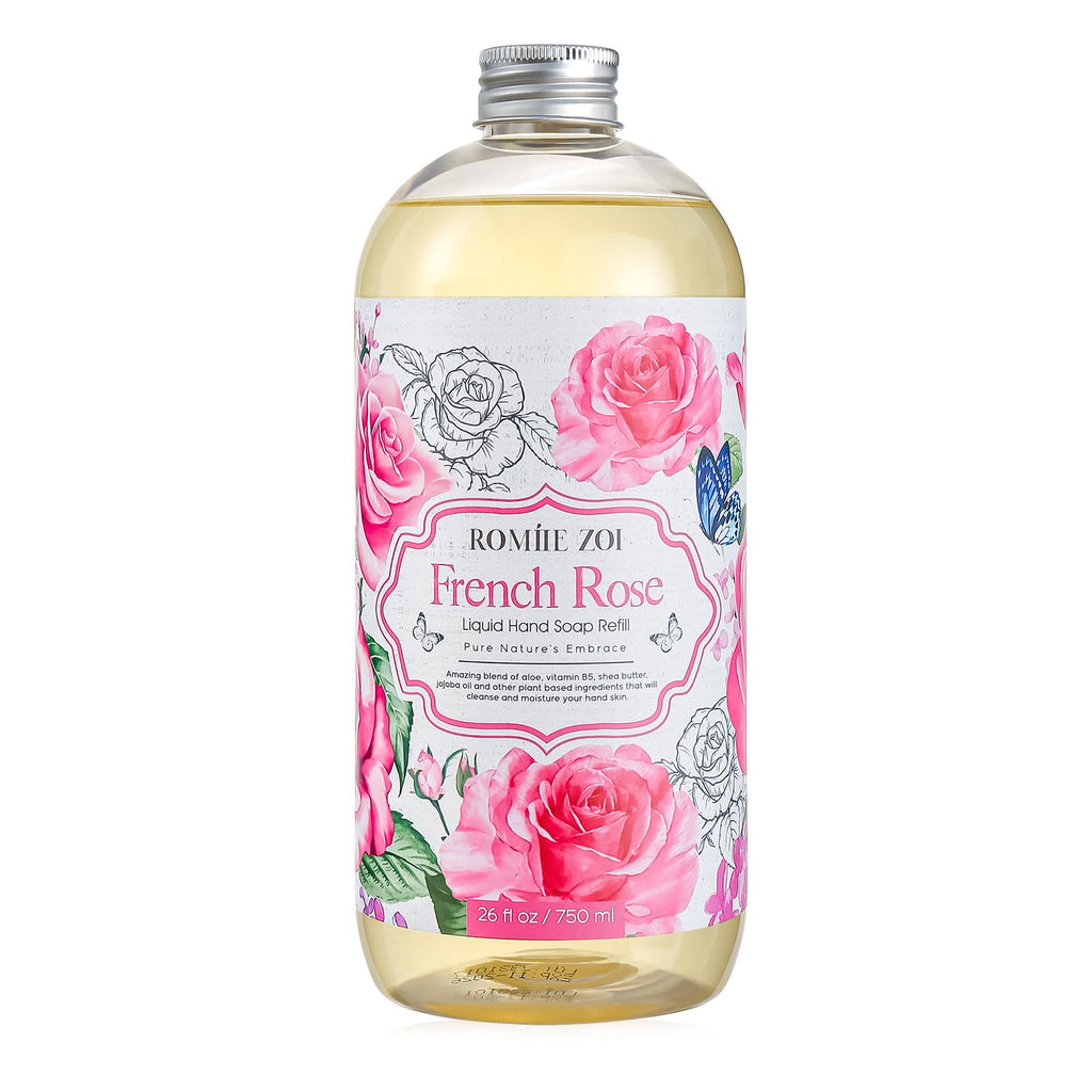 ROMIIE ZOI Liquid Hand Soap Refill, Rose, Gentle & Moisturizing Formula, 750 ML/ 26 FL OZ