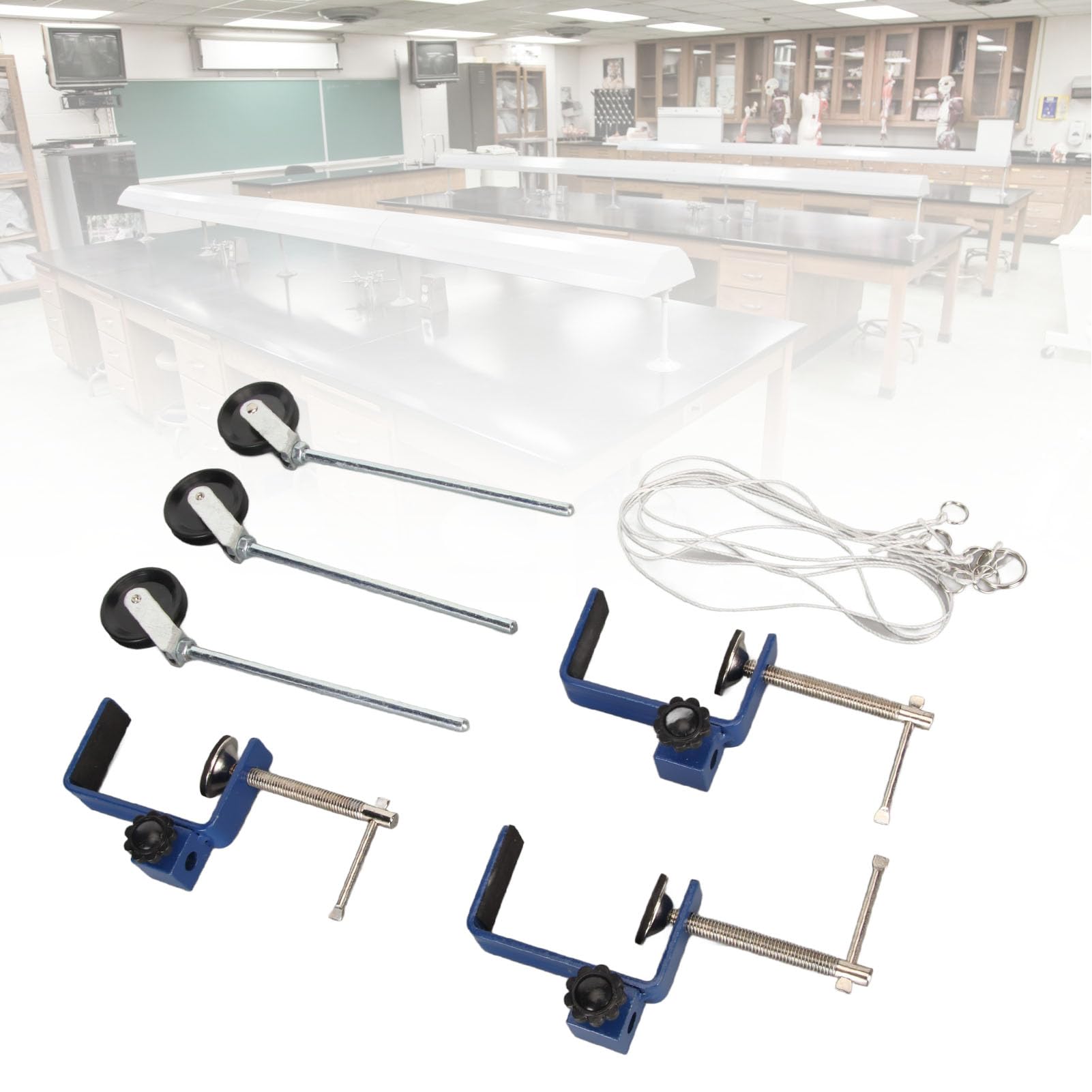 Laboratory Bench Clamp, Reinforced Bench Clamp with Pulley Simple Structure Multipurpose Table Mount Clamp for School Education Science Experiment Tools Teacher Supply