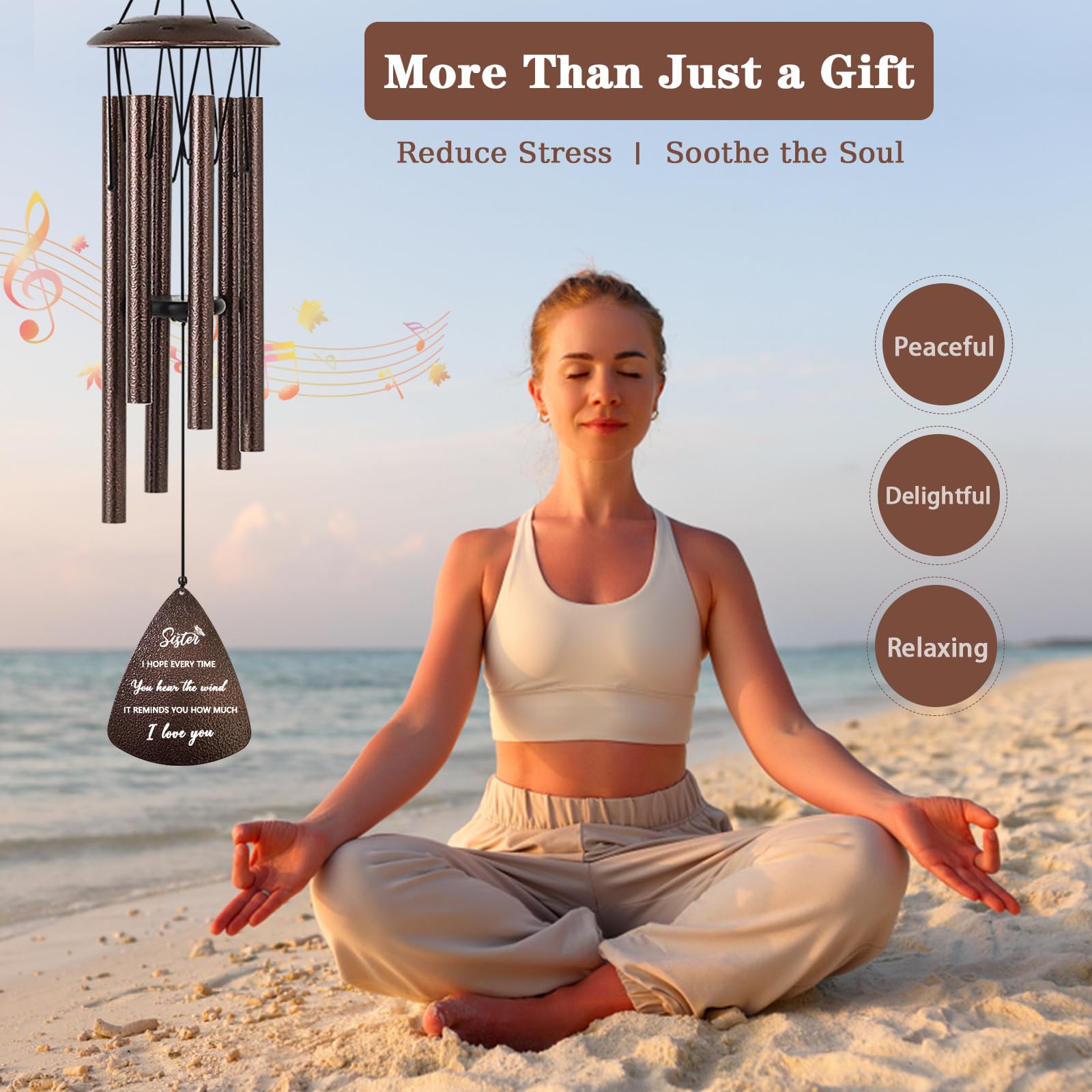 Soopau Sister Gifts, 32" Bronze Wind Chimes Sister Gifts for Women, Gifts for Sister, Sisters Gifts from Sister, Gifts for Sister in Law, Best Sister Ever Gifts