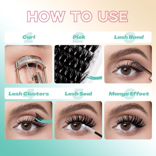 GEMERRY Lash Clusters Kit 80D Long 12-21mm with Spikes Cluster Eyelash Extensions Kit DIY Wispy Natural Lash Clusters with Lash Bond and Seal Spiky Individual Lashes Eyelashes