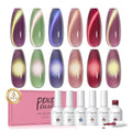 PEACECOLOR Cat Eye Gel Nail Polish Set, 6 Colors Glitter Red Green Purple Nude Sparkle Gel Polish Set Soak Off U V Lamp Magnetic Nail Polish Kit Gifts for Women DIY Home Salon