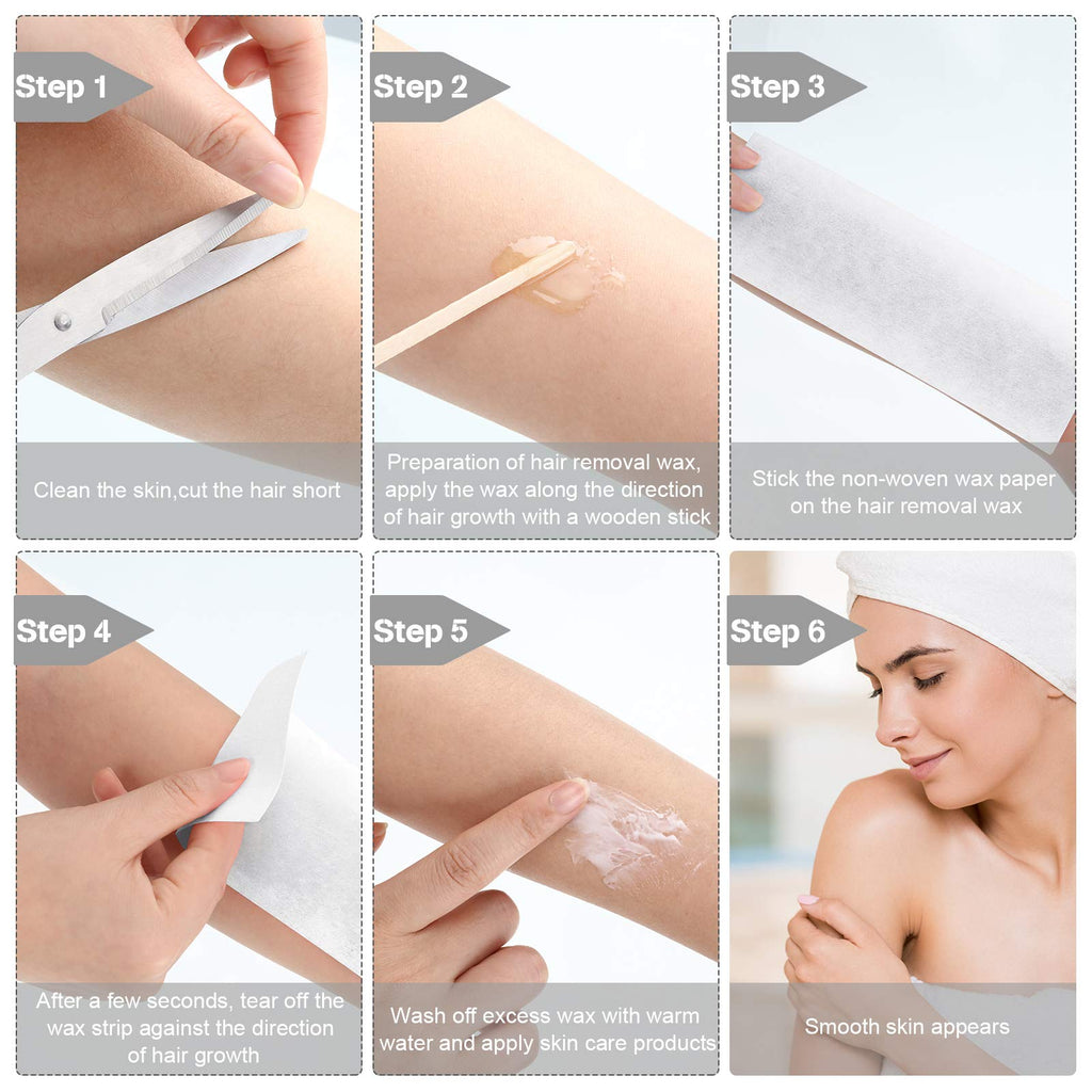 Maitys 400 Non-woven Waxing Strips 2.8x 7.9 Inches for Facial, Body, Leg, Face and Bikini Hair Removal(White)