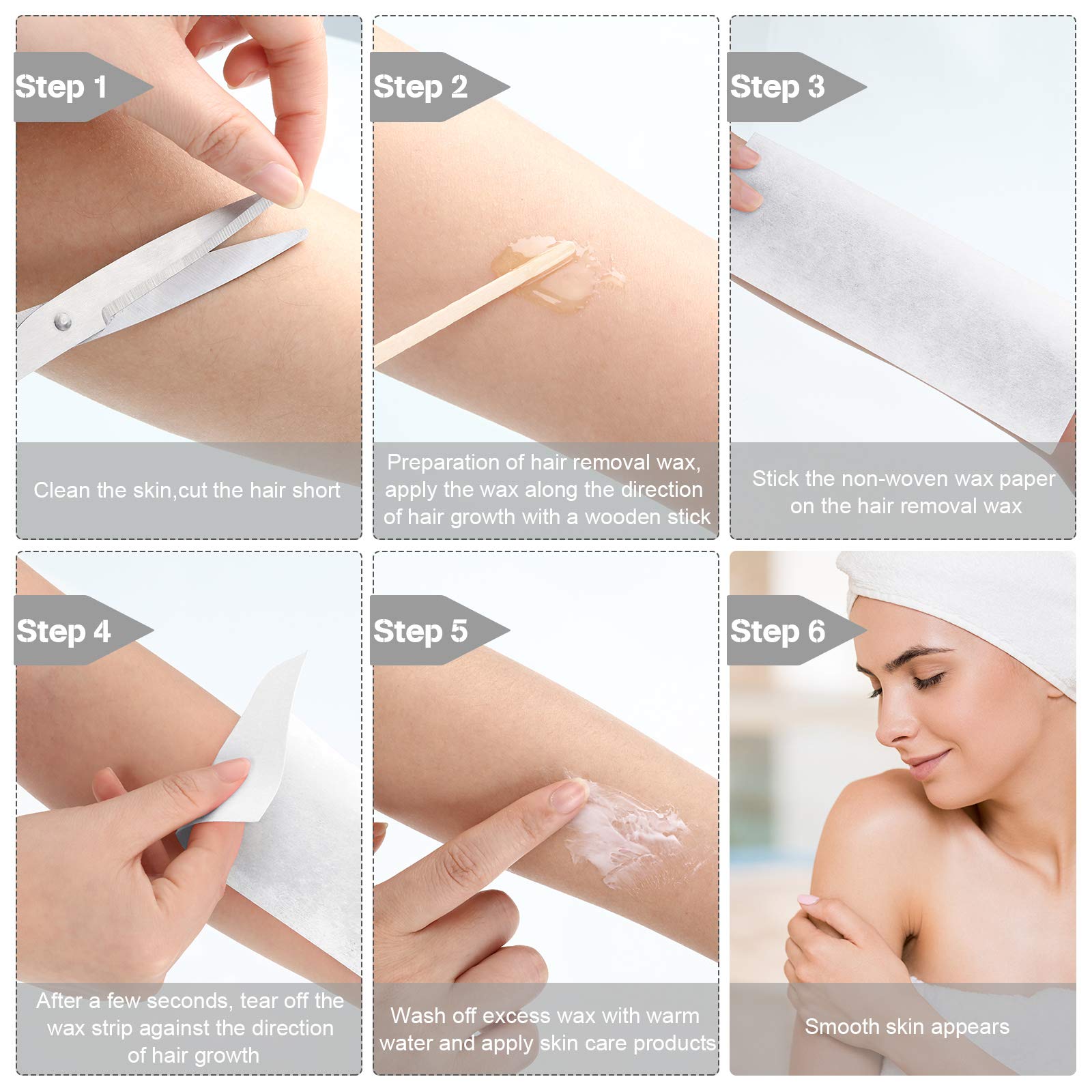 Maitys 400 Non-woven Waxing Strips 2.8x 7.9 Inches for Facial, Body, Leg, Face and Bikini Hair Removal(White)