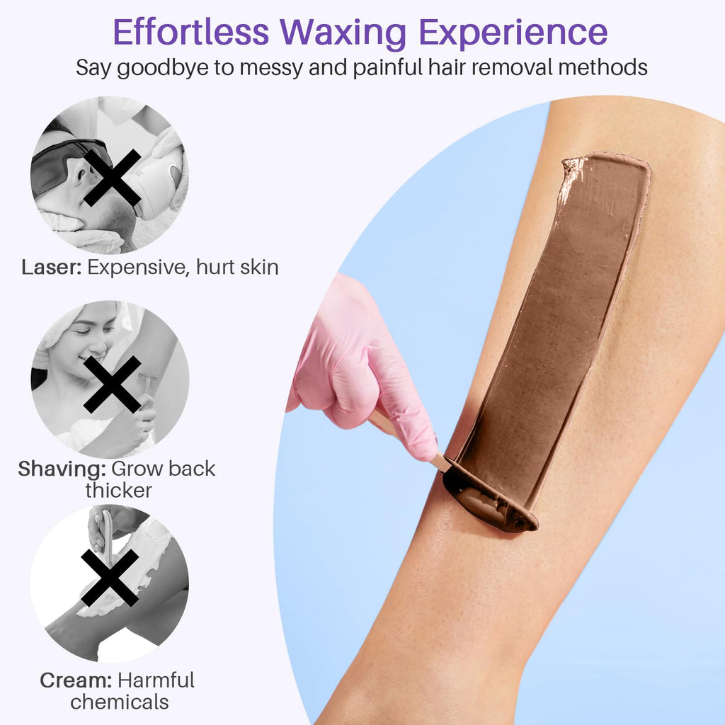 BLITZWAX Hard Wax Beads for Hair Removal 1lb Flexible Formula Brown Wax Beans No Residue for Brazilian Bikini Facial Body, Large Refill Wax for Women Men At Home Waxing