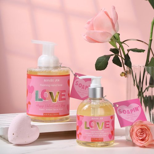 ROMIIE ZOI Foaming Hand Soap for Valentine's Gift Basket- Love You - Infused with Romantic Rose Aroma - 500 ML / 16.8 FL OZ