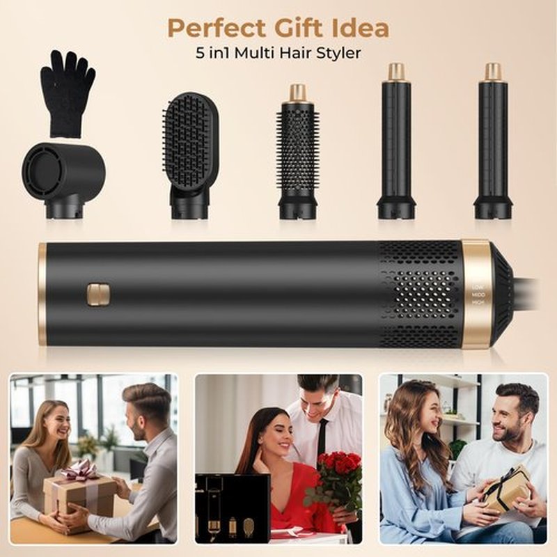 5 in 1 Hair Dryer Brush Set, Negative Ion Blow Dryer Brush Upgrade Hot Air Brush Air Styler Curling Wrap Air Curler, Curling Iron Hair Styling Tools As A Gift for Straight/Curl/Drying/Smoothing