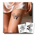 UBICA Semi Permanent Tattoo for Women, 2 Sheets Realistic Temporary Tattoos, Lasts 2 Weeks Fake Tattoos for Arm Wrist, Waterproof Non-Reflective (Ink Splatter Butterfly & Rose Rosary Cross Tattoo)