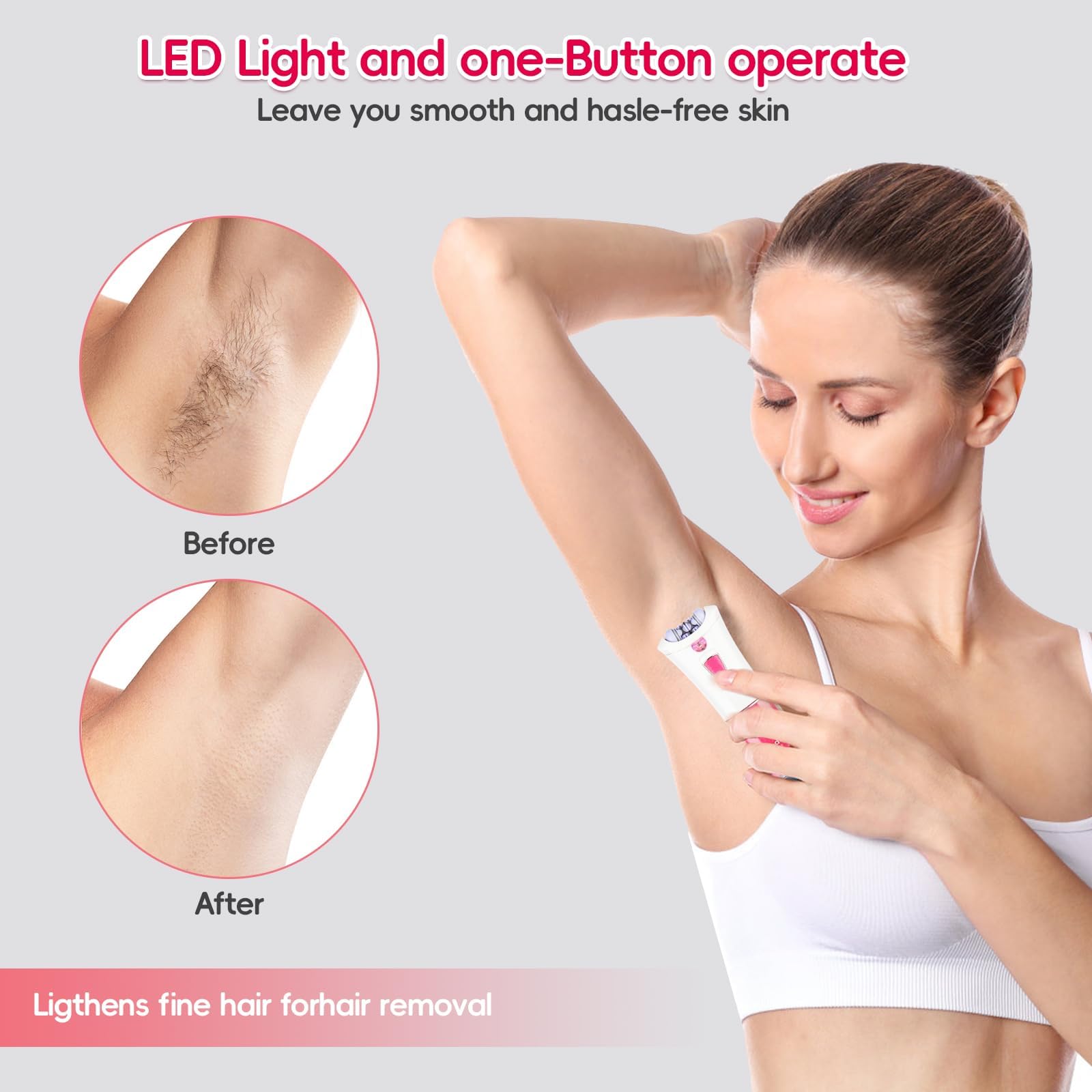 epilators Hair Removal for Women - Cordless Portable Facial Hair Removal for Women - 2025 NEW Glamorous Skin epilator for Face and Body with LED Light - Smooth Glide for Facial,Bikini,Arms and Legs
