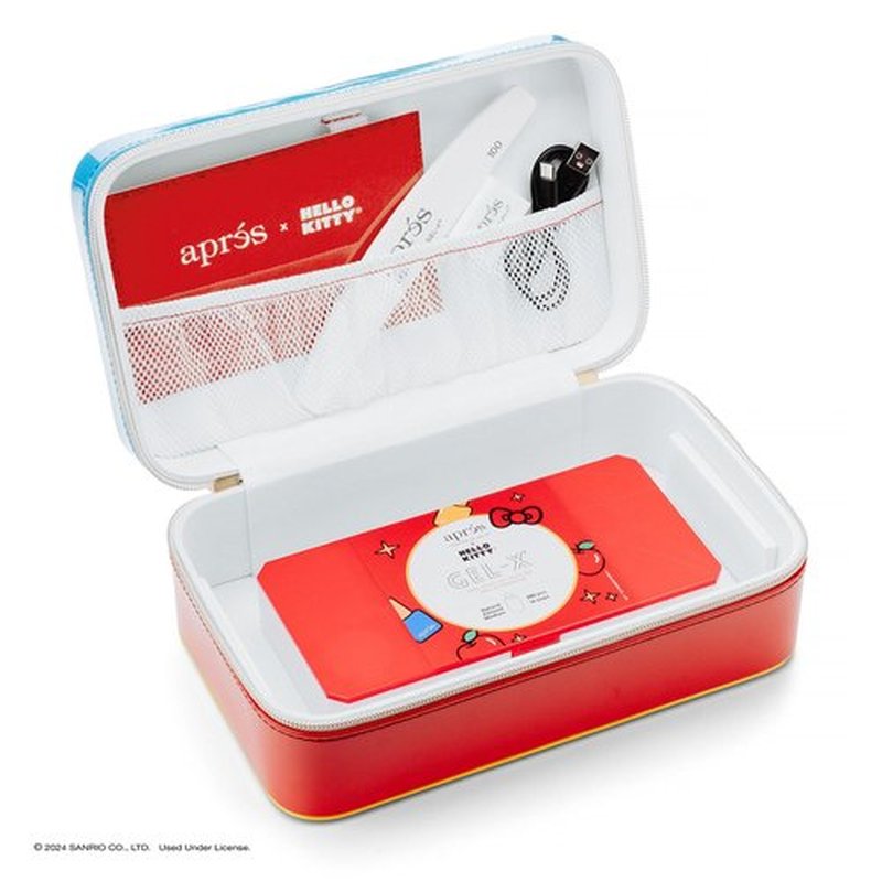 APRÉS x Hello Kitty® Gel-X Nail Extension Kit w/ Natural Almond Bow Cut Nail Tips, Extend Gel, Bonder, Gel-X Prep, Sanrio Omni Light