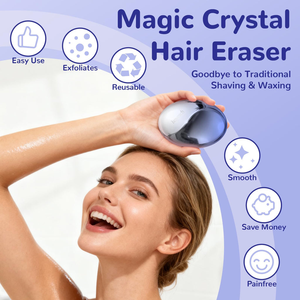 hoyesch Crystal Hair Eraser for Women and Men, Reusable Crystal Hair Remover Painless Exfoliation Epilators Hair Removal for Women, Magic Hair Eraser for Back Arms Legs (Gradient Blue)