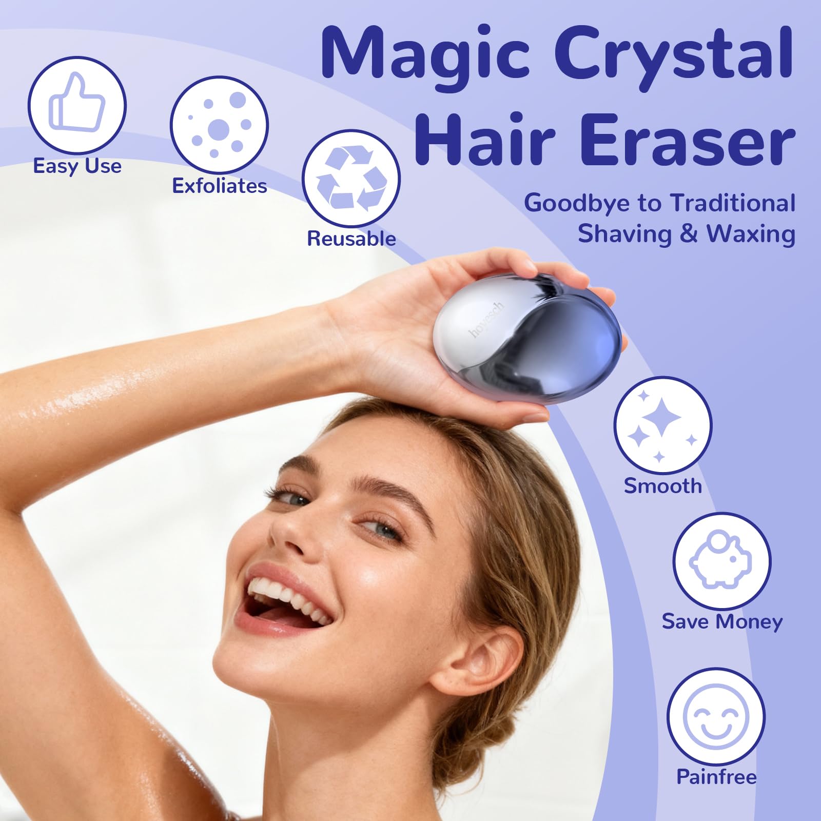 hoyesch Crystal Hair Eraser for Women and Men, Reusable Crystal Hair Remover Painless Exfoliation Epilators Hair Removal for Women, Magic Hair Eraser for Back Arms Legs (Gradient Blue)