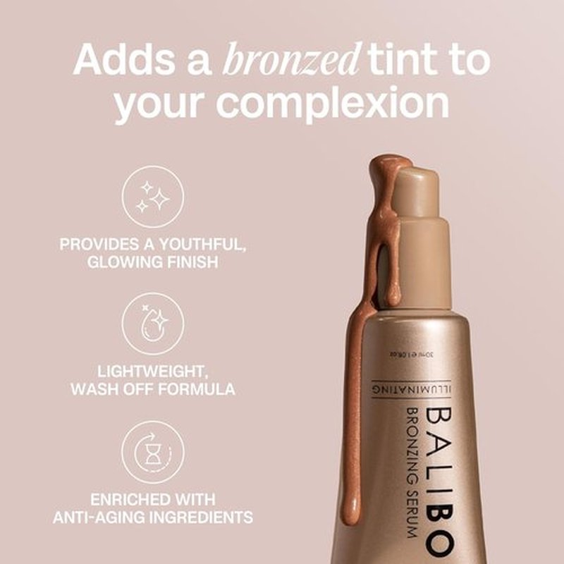 Bali Body Bronzing Serum - Hydrating Anti-Aging Skin Tint with Hyaluronic Acid & Vitamin E | Lightweight, Non-Greasy Formula (30 ml / 1.01 fl oz)