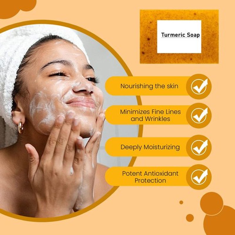 2pc Lemon Turmeric Soap, for Face and Body,Lemon Turmeric Soap infused with turmeric Extract, Soft, gentle and effective