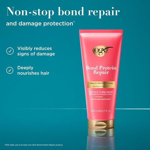 OGX Repair & Protect Bond Protein Hair Mask - Deep Conditioning Treatment for Shiny, Smooth Hair | 6.7 fl. oz