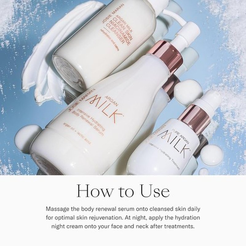 Josie Maran Argan Milk Body Care Gift Set - Intense Hydration Serum & Night Cream - Fast-Absorbing Formula (2 Count)