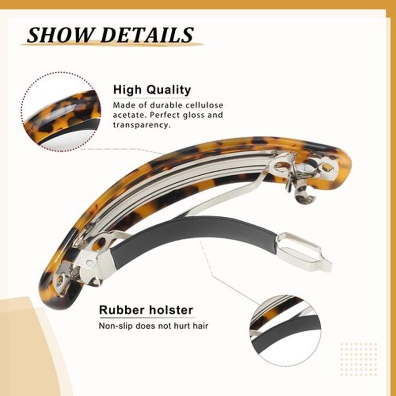 Mistofu Large Hair Barrettes for Women Beautiful Lines Simple Retro Classic Snap French Hair Clips, Fashion Hair Accessories for Women Thick Hair 3 Pcs (HJ-Tortoise Shell)