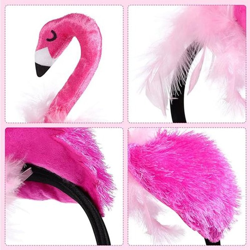 CARMELIT Pink Flamingo Headband Cute Flamingo Hat Creative Flamingo Headdress for Halloween Flamingo Headband for Women Carnival Tropical Party Hair Accessory