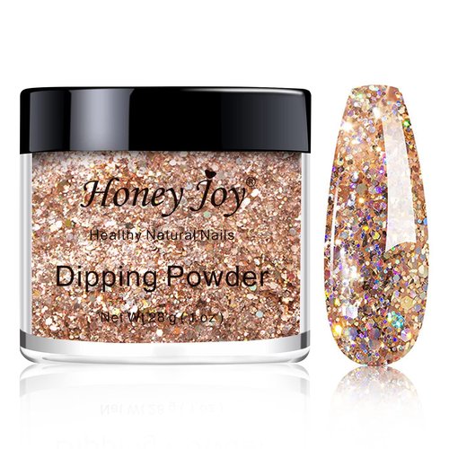 28g/Box Champagne Color Shine Glitter Hexagon Sequins Paillette Dip Powder Nails Dipping Nails Long-Lasting Nails No UV Light Needed (HJ-ND064B-No.137)