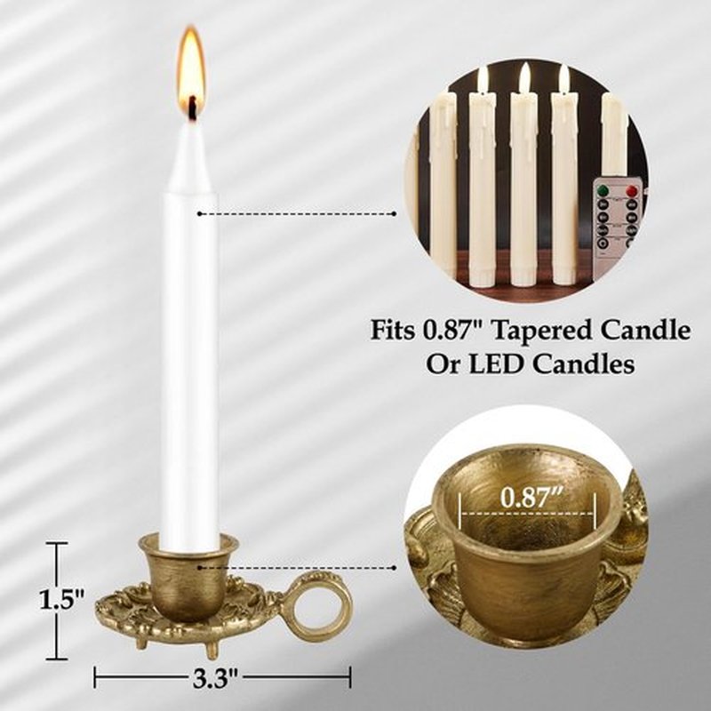 NIKKY HOME Gold Taper Candle Holders - Vintage Metal Candlestick Set of 2 for Elegant Table Decor
