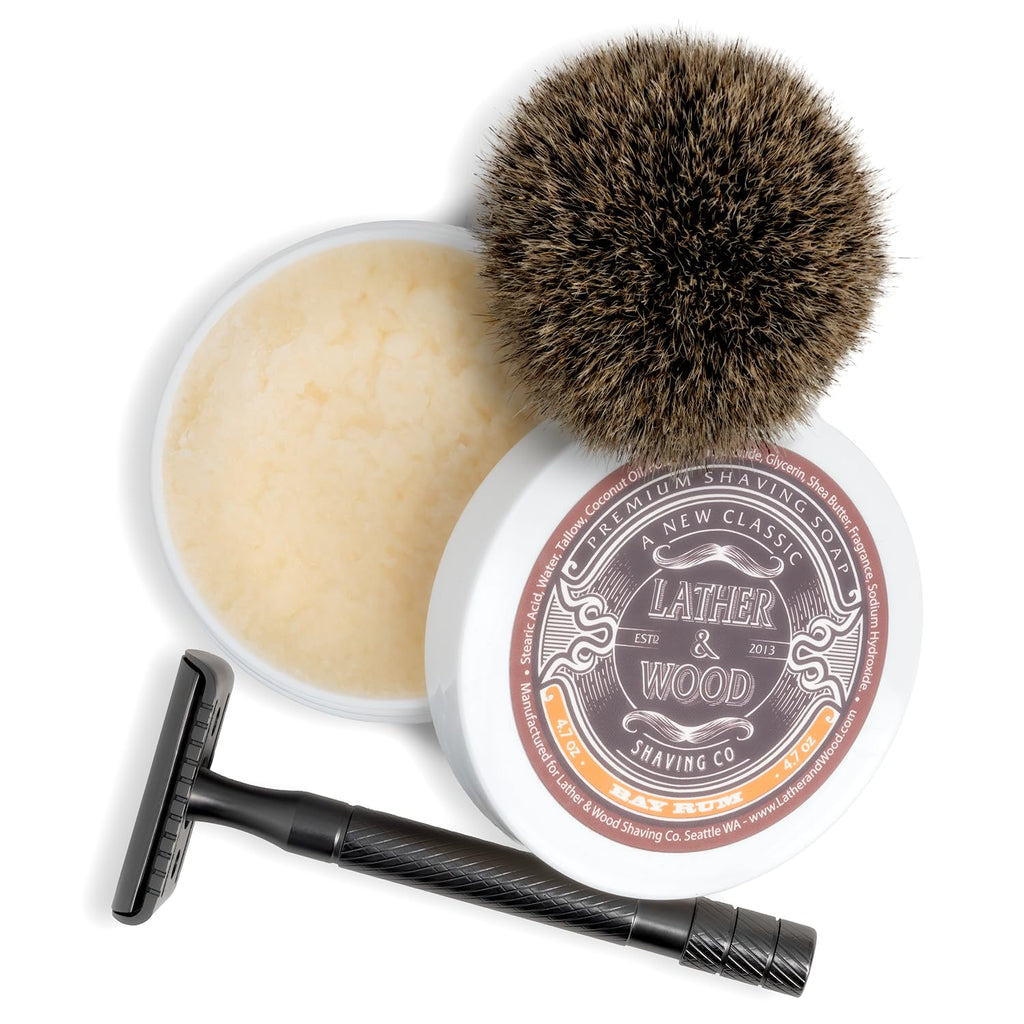 Lather & Wood Shaving Soap - Barbershop - Simply The Best Luxury Shaving Cream - Tallow - Dense Lather with Fantastic Scent for The Worlds Best Wet Shaving Routine. 4.7 oz (Barbershop)