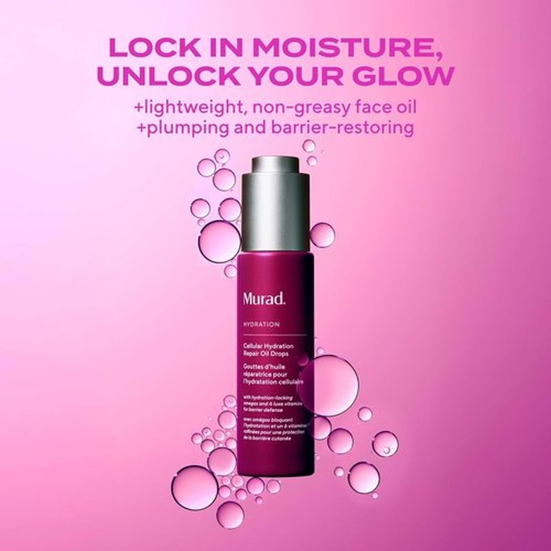 Murad Cellular Hydration Repair Oil Drops - Hydrating Facial Oil for Dry Skin - Boosts Radiance & Smoothness - 1.0 oz
