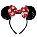 ASAHEL Mouse Ears Headbands Fashion Shiny Bows Mice Ears Birthday Parties Themed Events (Red Bow, Onesize)