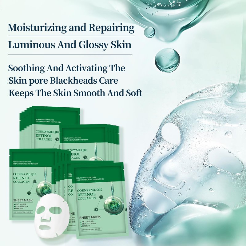 YAFUSIPE Collagen Face Sheet Mask Anti Aging Skin Care Mask Sheets Collagen Sheets Pack With Retinol Sheet Facial Masks Bulk, Face Masks Beauty for Women Fine Lines Wrinkle Moisturizing 10 Pack