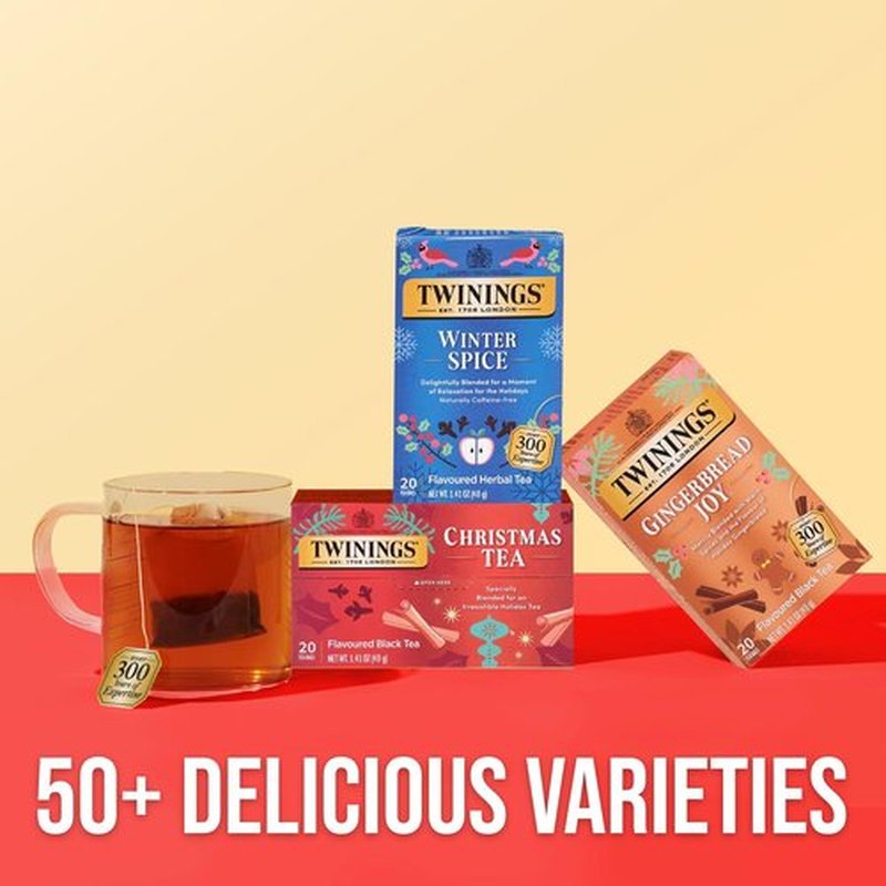 Twinings Gingerbread Joy Black Tea - Caffeinated Ginger & Cinnamon Flavor, 20 Individually Wrapped Teabags
