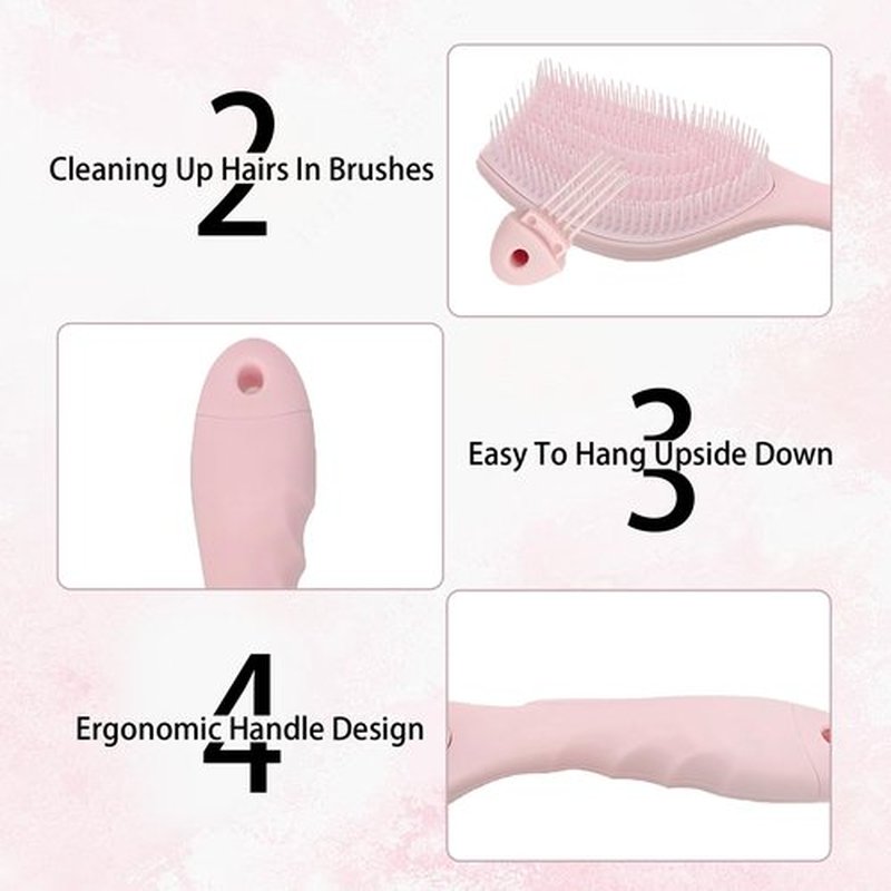Homfu Hair Brush Set, Professional Styling Tools with Combs and Accessories, Pink, Gift Box Included (Pink Brush+Black Brush)