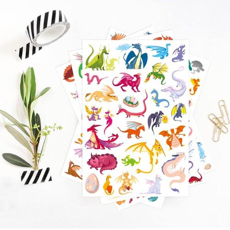 Dragon Tattoos Party Supplies Decorations Favors - Magic Dragon Waterproof Temporary Video Cartoon Stickers for Kids Birthday Party Activity (355pcs)