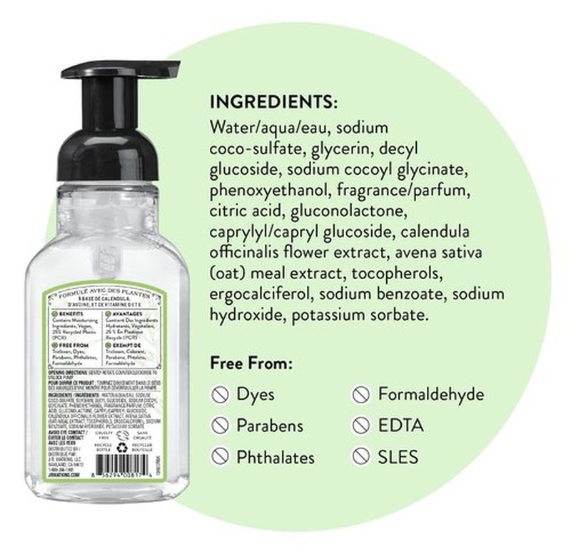 J.R. Watkins Foaming Hand Soap with Pump Dispenser, Moisturizing Foam Hand Wash, Alcohol-Free, Cruelty-Free, Aloe et The Vert/Aloe & Green Tea, 9 fl oz, 3 Pack