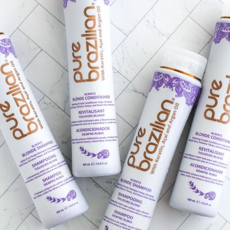 Pure Brazilian Always Blonde Conditioner with Keratin, Acai & Argan Oil, Purple Conditioner for Color-Treated Hair, Sulfate-Free, 13.5 Fl Oz