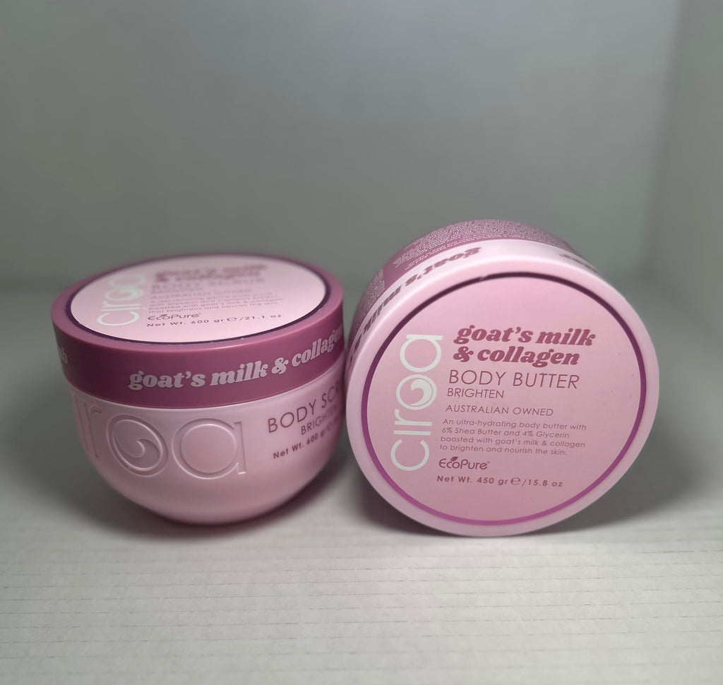 Goats Milk & Collagen Body Scrub & Body Butter To Brighten And Nourish Skin (Duo Set) 21.1 Oz Each