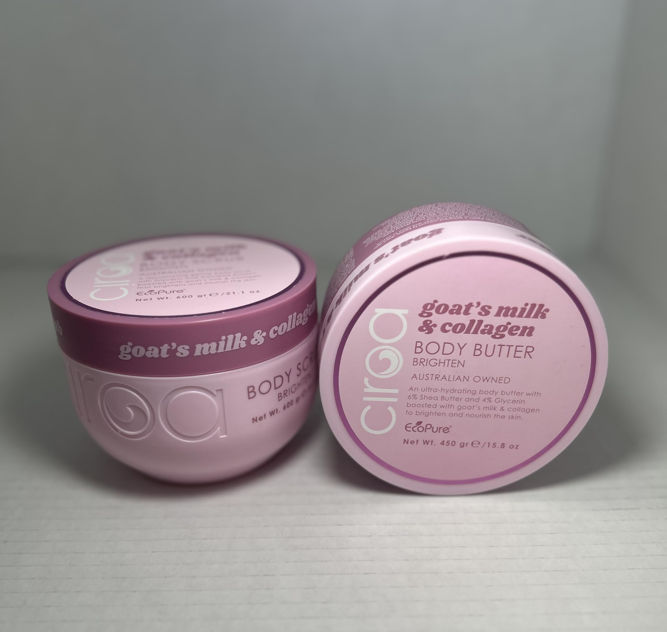 Goats Milk & Collagen Body Scrub & Body Butter To Brighten And Nourish Skin (Duo Set) 21.1 Oz Each